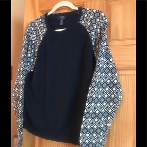 Woman’s crew neck chaps sweater